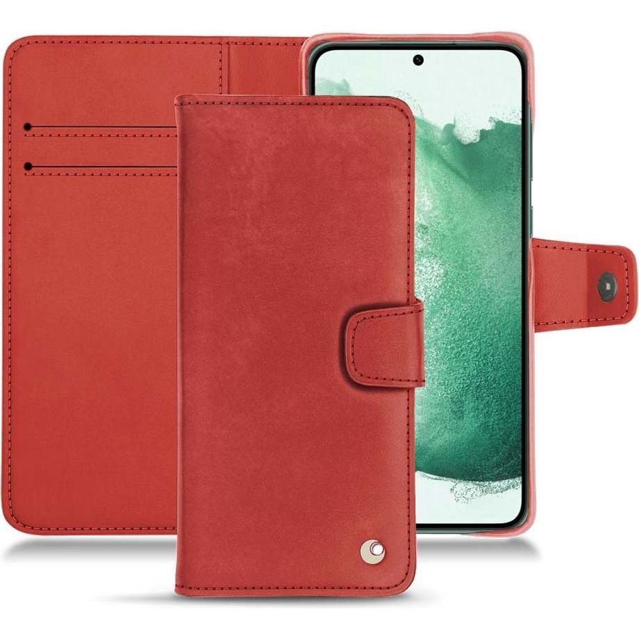 Noreve Lederschutzhülle Wallet (Samsung Galaxy S22+), Smartphone Hülle, Rot
