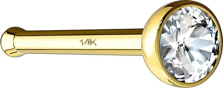 Immagine prodotto Star Piercing Borchia da naso dritta in oro 14k con cristallo d'argento (senza ottone, Oro 14k)