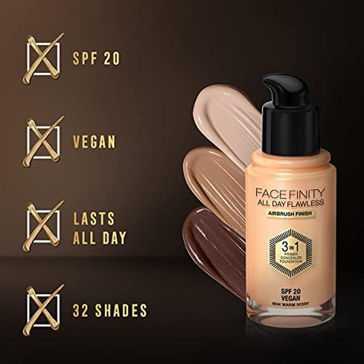 Produktbild Max Factor FACEFINITY All Day Flawless 3in1 Foundation Nr. W44 Warm Ivory 30ml (W44)