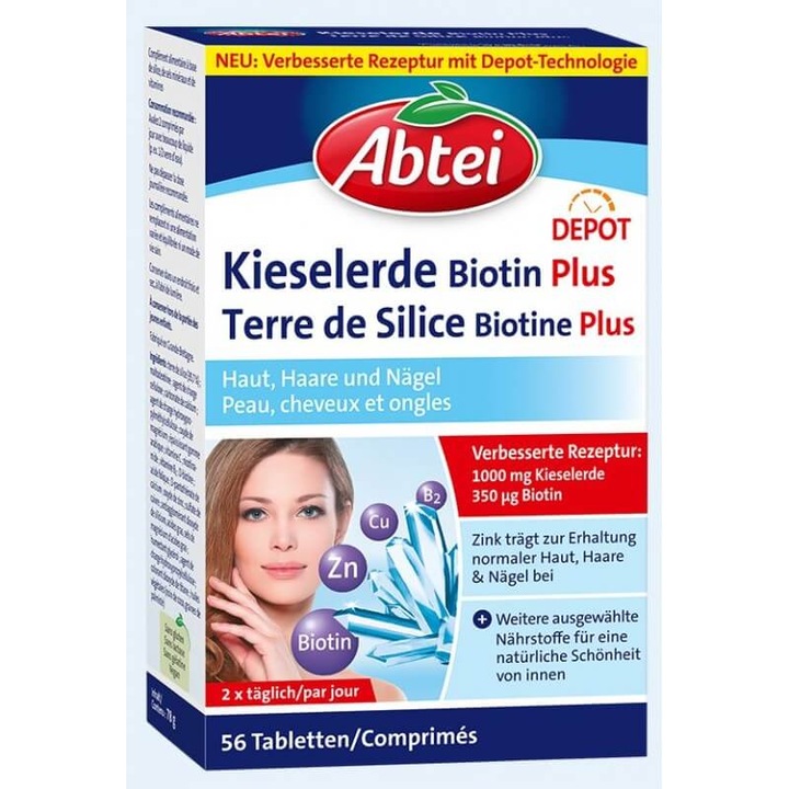 Produktbild Abtei Kieselerde Biotin Plus (neu) Tabl (56 Stück, Tabletten, 500 g)