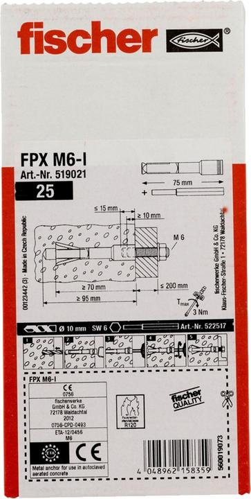 Productafbeelding Fischer Cellenbetonanker FPX M10 I (1 Pcs.)