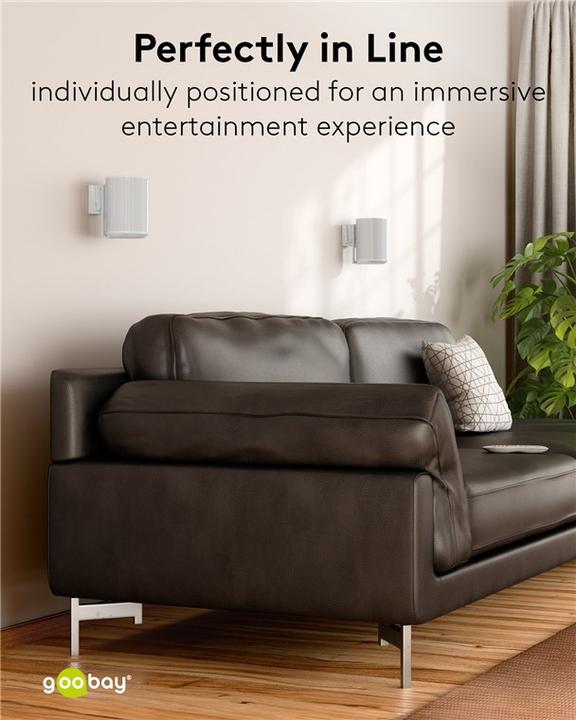 Productafbeelding Goobay Modern Era 1 Flex muurbevestiging voor luidsprekers, wit (Wandmontage, Draaibaar, Kantelbaar)