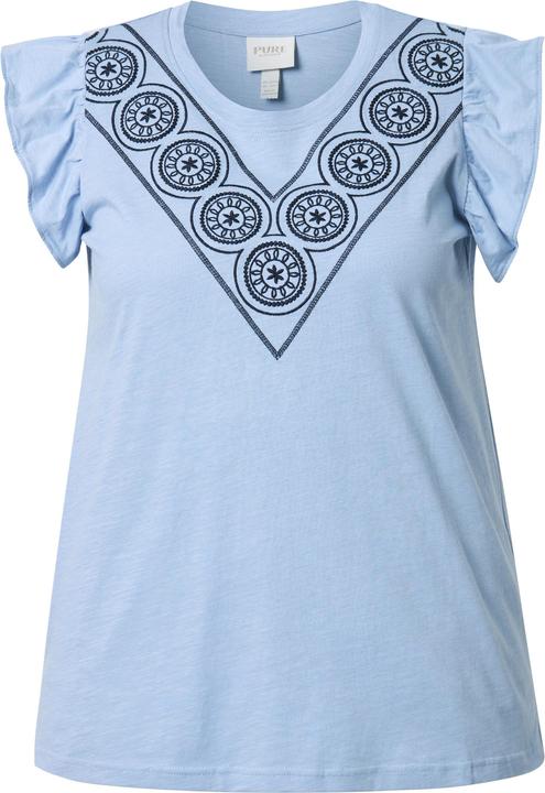 Image du produit Ulla Popken T-shirt, broderie, col rond, manches courtes, coton biologique (42, 44)