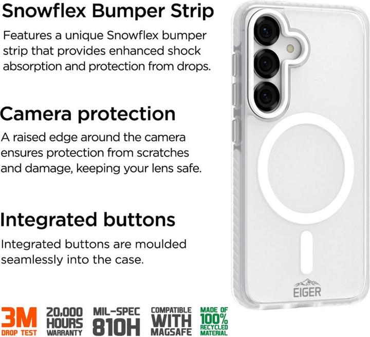 Produktbild Eiger 3m Ultra-Protection Magsafe-Case GRS Blizzard Magsafe Case GRS White (Samsung Galaxy S25)