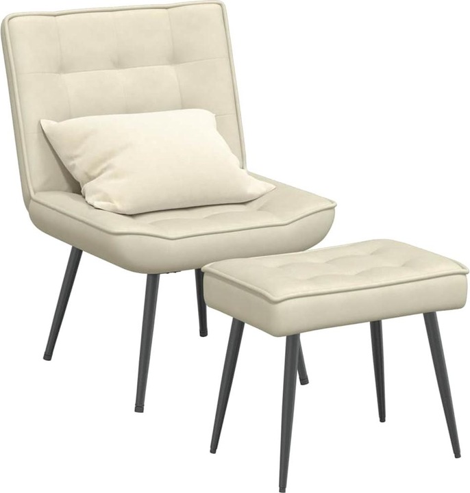 Immagine prodotto VidaXL Poltrona relax con sgabello poltrona in velluto crema poltrona con sgabello