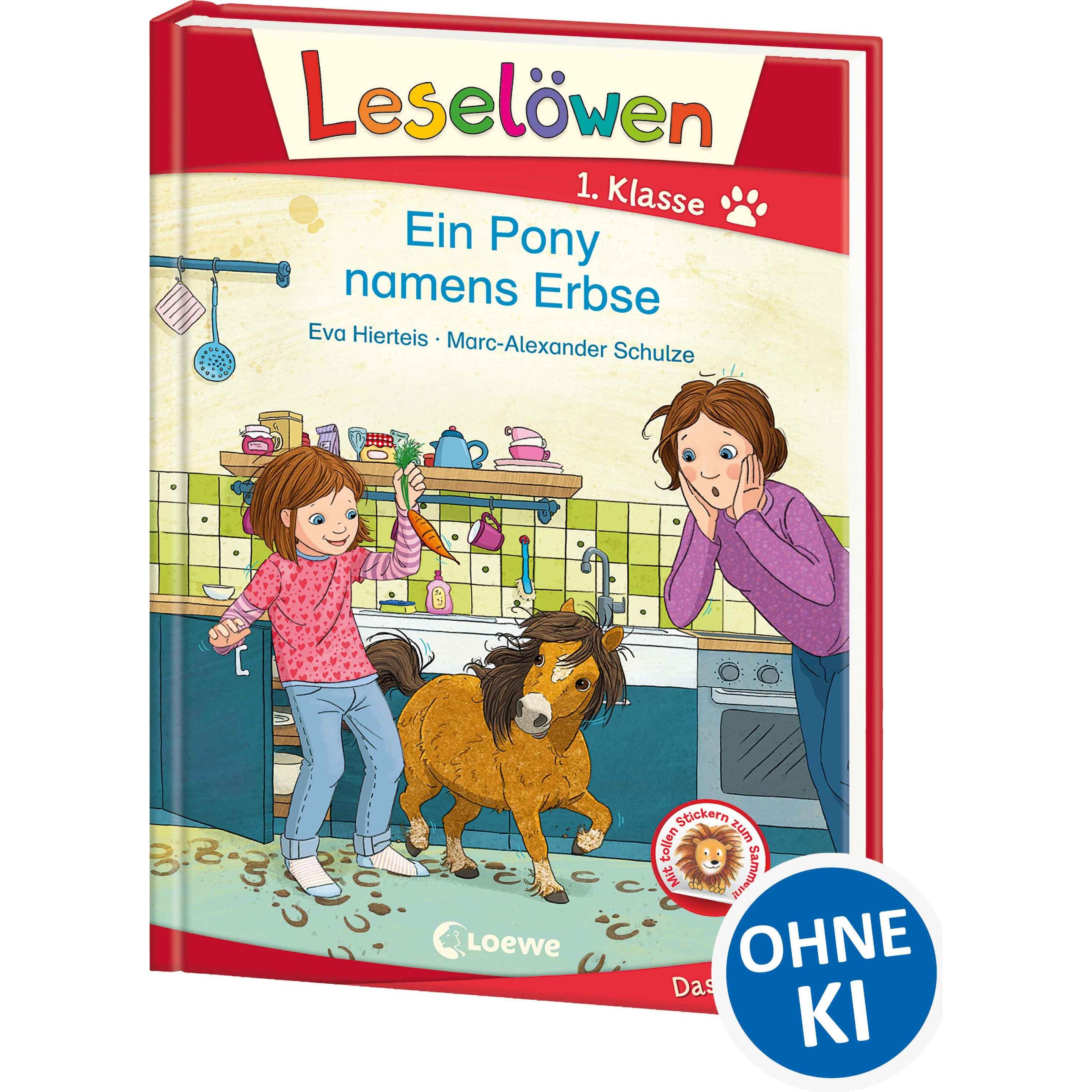 Leselöwen 1. Klasse - Ein Pony namens Erbse, Kinderbücher von Marc-Alexander Schulze, Loewe Erstlesebücher, Eva Hierteis