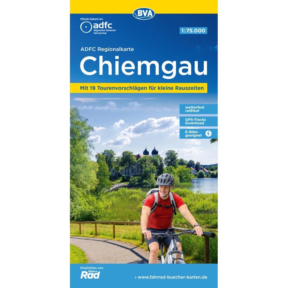 ADFC-Regionalkarte Chiemgau 1:75.000, mit Tagestourenvorschlägen, reiss- und wetterfest, Landkarte