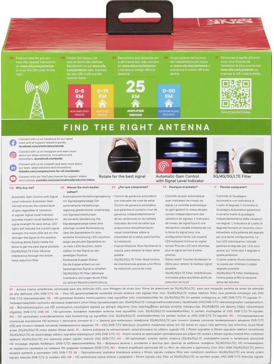 Produktbild One for All Amplified Indoor Design Antenna (Zimmerantenne, DVB-T / -T2)