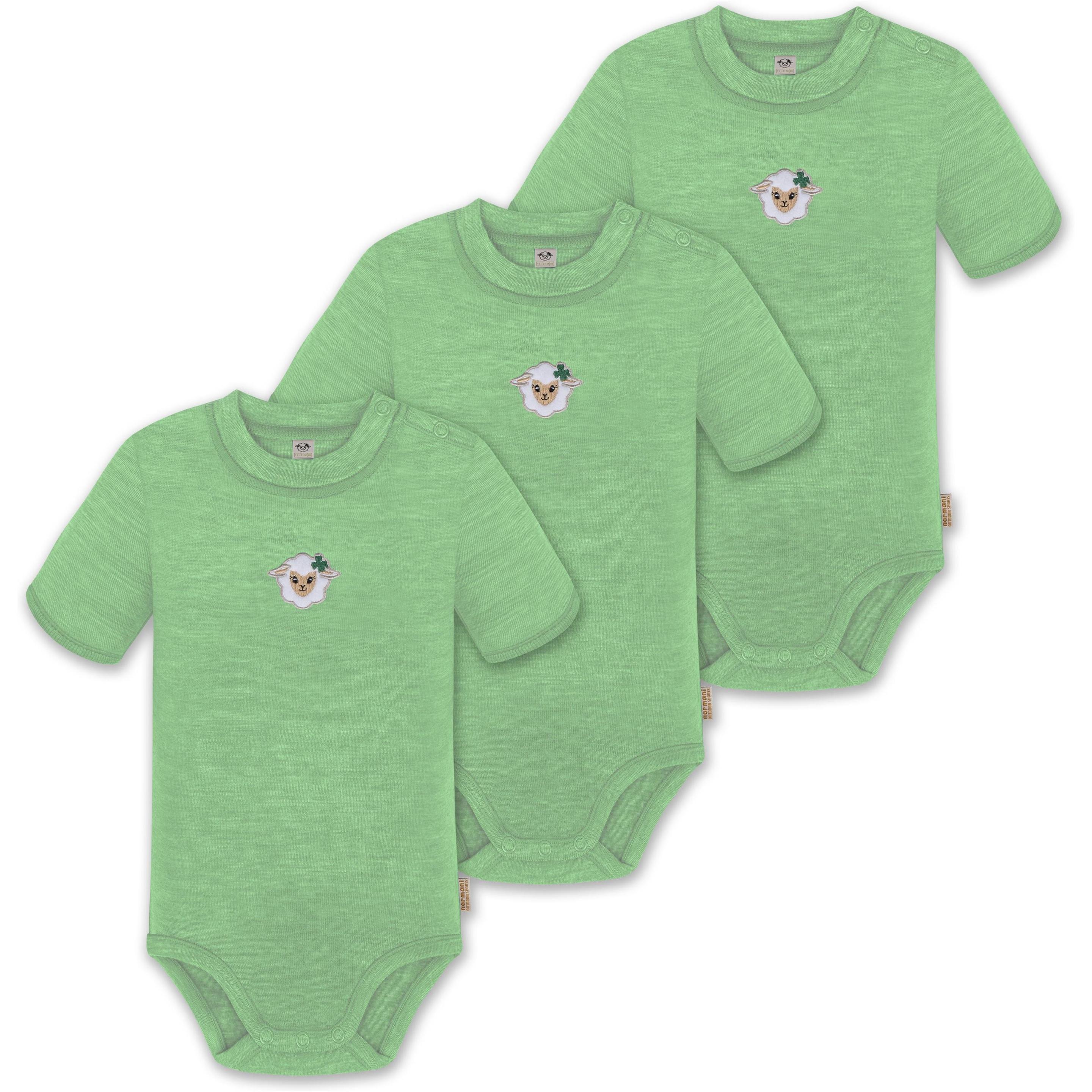 Thumbnail - Normani, Herren, Body, 3er Set Baby Merino Kurzarmbody „Tihoi" - 9311, Grün, (62)