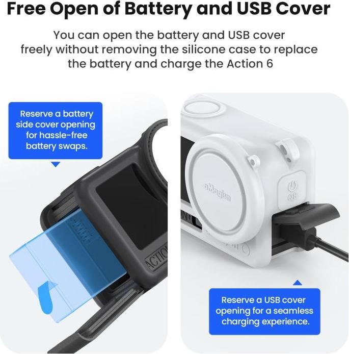 Actual product image aMagisn DJI Osmo Action 6 Silikon Schutzhülle mit Linsenschutz