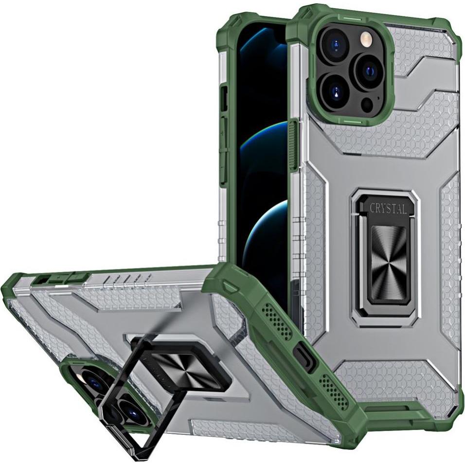 Hurtel Crystal Ring Case Kickstand Tough Rugged Cover for iPhone 13 Pro Max green (Apple iPhone 13 Pro Max), Smartphone ...