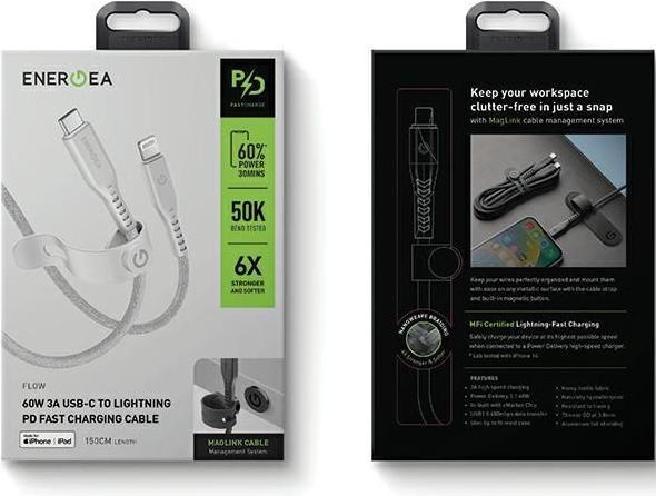 Actual product image Energea USB-C to Lightning cable (1.50 m, USB 3.2 Gen 1, 60 W)