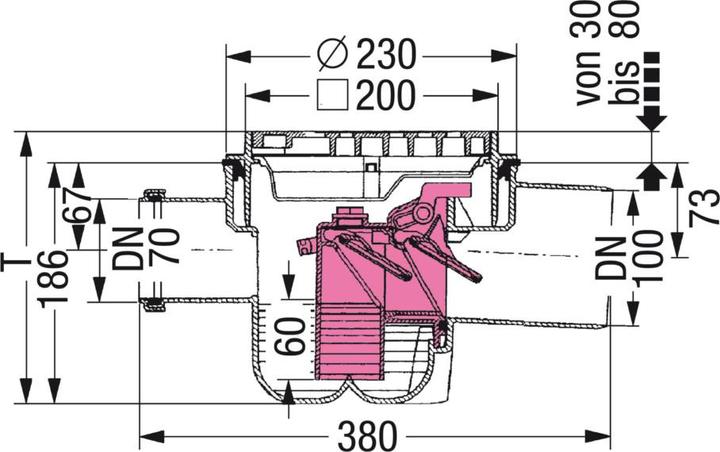 Actual product image Kessel Cellar drain Universal 27621 DN 100 w. Double backwater valve w. ED grate