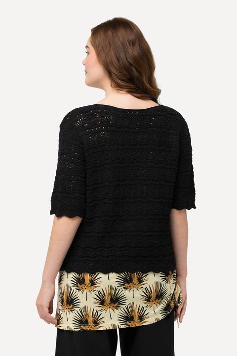 Produktbild Ulla Popken Pullover, Raffband, V-Ausschnitt, Halbarm (50, 52)