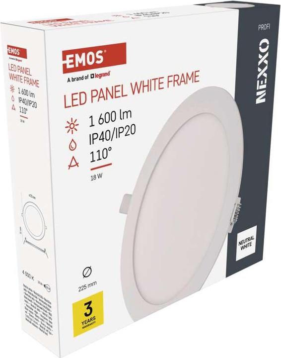 Produktbild Emos LED-Einbauleuchte NEXXO, rund, weiss, 18W, neutralweiss (1600 lm)