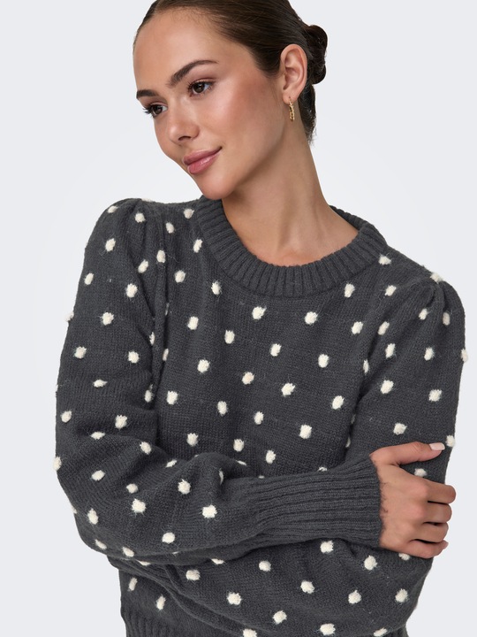 Immagine prodotto JdY Vestibilità regolare Collo alto Polsini lunghi Maniche a sbuffo Pullover Maglione in maglia (L)
