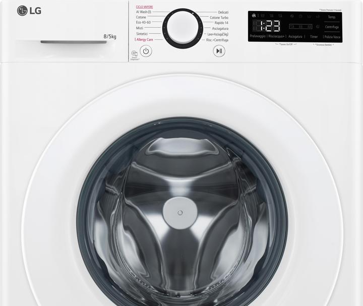 Produktbild LG D2R3S08NSWW Wasch-Trockenautomat slim 8/5kg AI DD, Klasse E, 1200 U/min, AI Wash, Steam