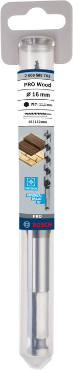 Actual product image Bosch Professional Zubehör PRO Wood Wood auger bit, 16 x 95 x 160 mm (11.1 mm)