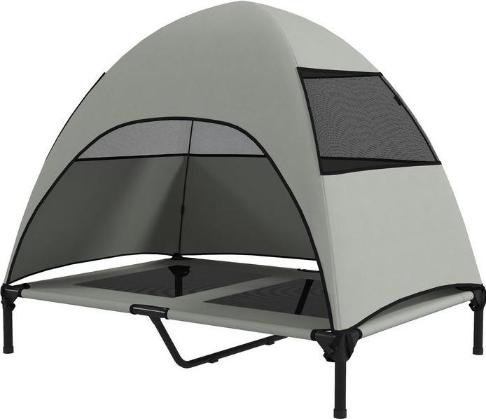 Produktbild Swisshandel24 Hundeliege Outdoor mit Dach, Erhöhtes Hundebett für Grosse Hunde, 106 x 76 x 99 cm, Hellgrau (Hund)