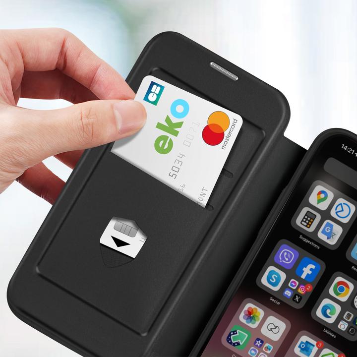 Produktbild Force Case Klappetui für iPhone 15 Pro Klappschutz Magnetischer Kartenhalter (Apple iPhone 15 Pro)
