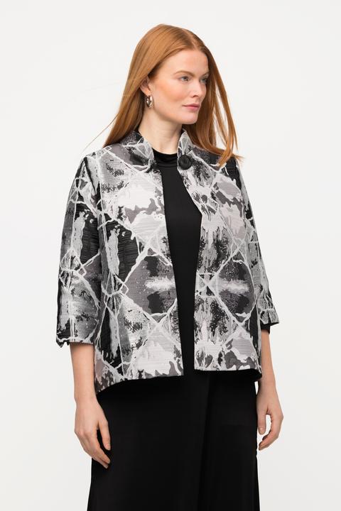 Immagine prodotto Ulla Popken Blazer in Jacquard a quadri con collo alto e maniche a 3/4 a tulipano (50)
