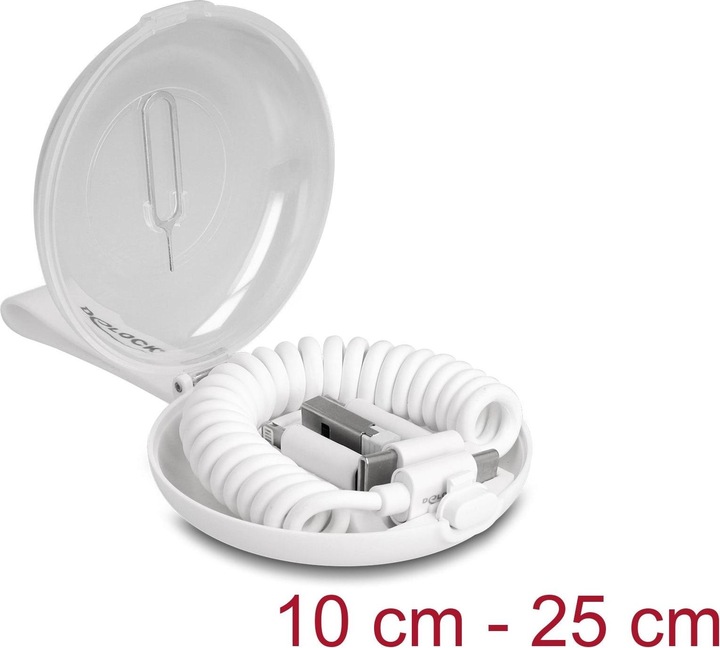 Actual product image Delock 5 in 1 USB data and charging cable and adapter set PD 3.0 60 W white (0.10 m, USB 2.0)
