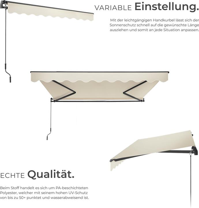 Image du produit tectake store banne articulée Ornella avec support mural (3 m)