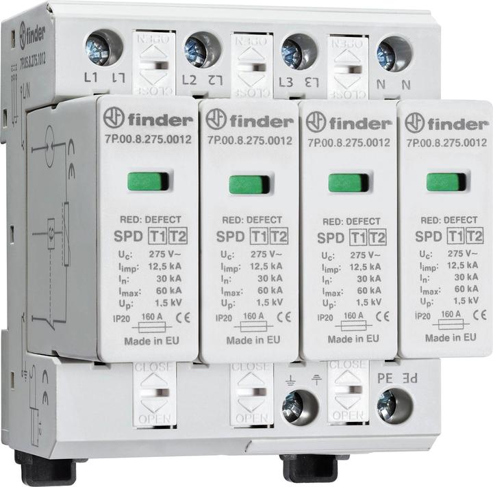 Finder Combination arrestor type 1+2 for three-phase TN-S networks
