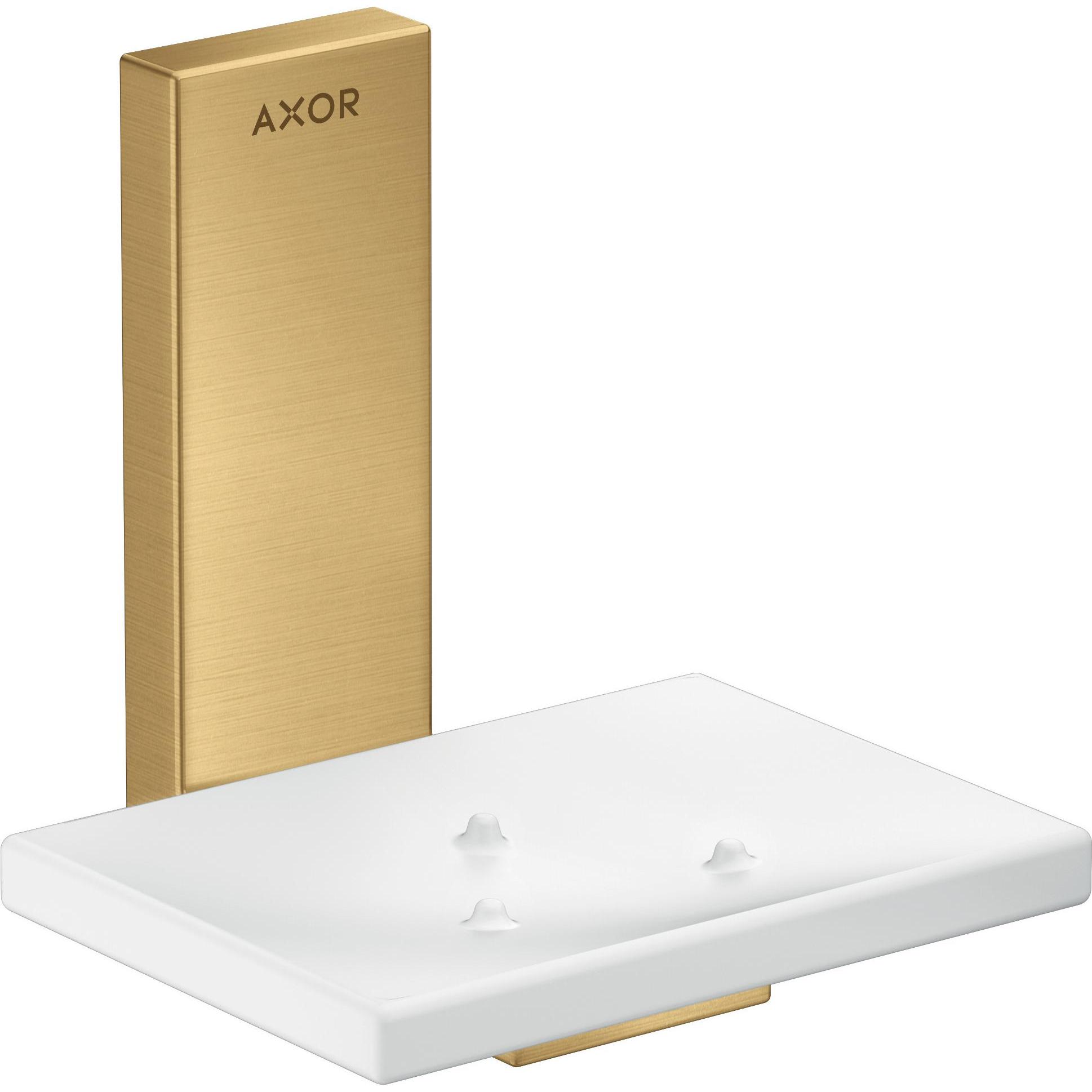 hansgrohe, Seifenspender + Seifenschale, AXOR Universal Rectangular Seifenschale, Metall, Ablage Glas, 42605
