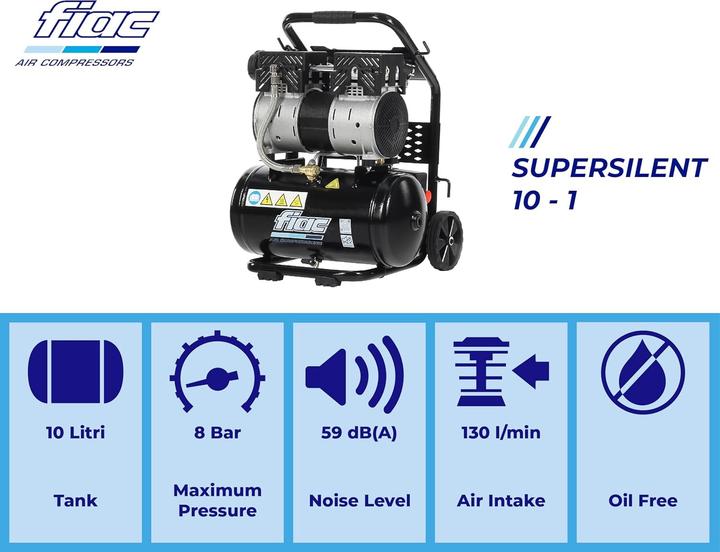 Image du produit Fiac Compressore d'Aria Portatile Supersilent 10 (10 l, 8 bar)
