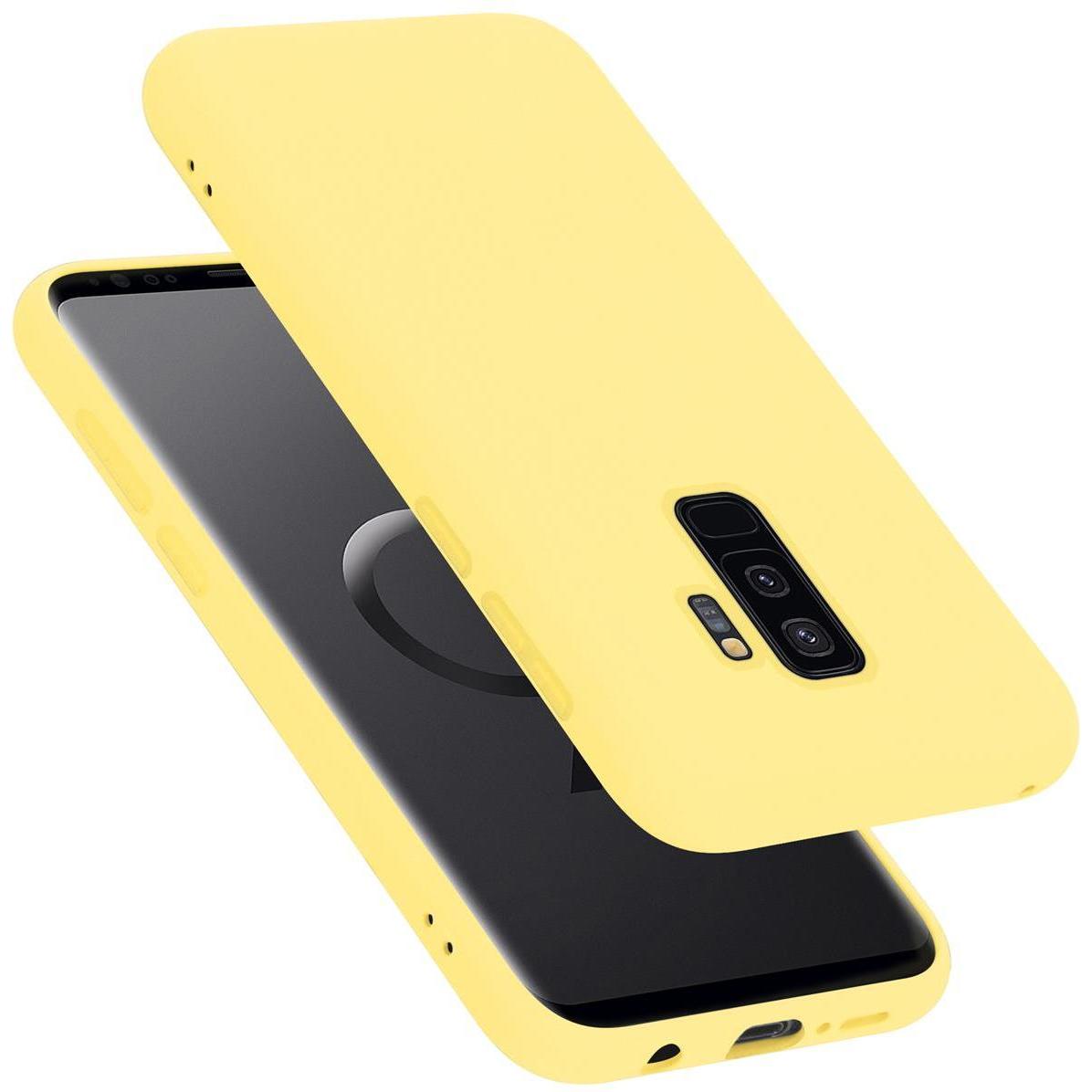 Cadorabo TPU Liquid Silicone Case Cover (Samsung Galaxy S9+), Smartphone Hülle, Gelb