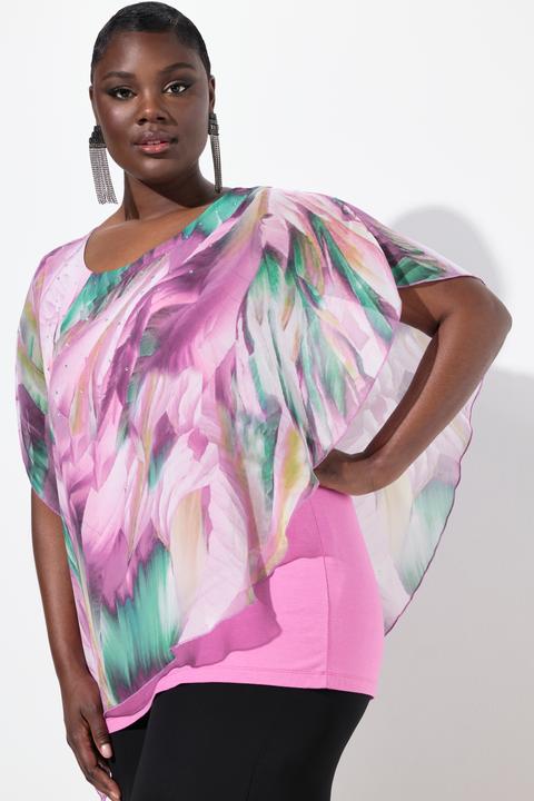 Produktbild Ulla Popken Chiffonbluse, doppellagig, Oversized, Rundhals, Halbarm (46, 48)