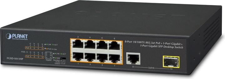 Immagine prodotto Planet FGSD-1011HP Switch di rete non gestito Gigabit Ethernet (10/100/1000) Power over Ethernet (PoE) 1U (10 porte)