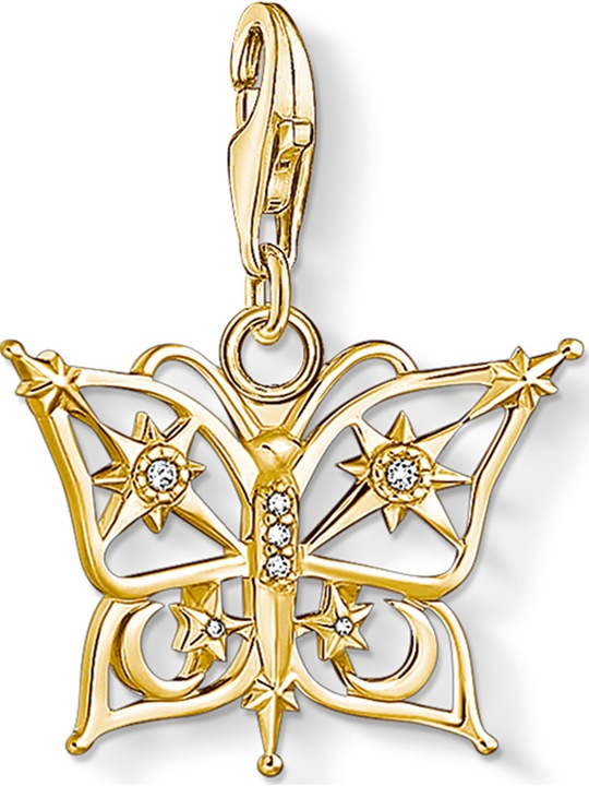 Thomas Sabo Charm-Anhänger Schmetterling Stern & Mond Gold (925er Silber)