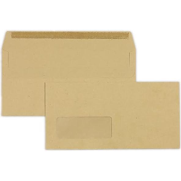 Blanke, Briefumschlag, Briefumschläge DINlang 80g/qm selbstklebend Sonderfenster VE=1000 Stück braun (110 x 220 mm, 1000...