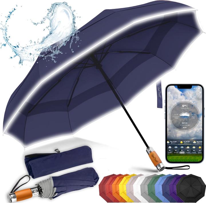 Alopini Regenschirm Taschenschirm Automatisches Öffnen und Schliessen Winddichte Doppelkappe