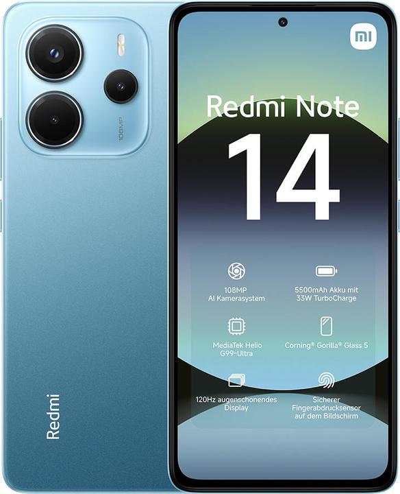 Actual product image Xiaomi Redmi Note 14 (256 GB, Ocean Blue, 6.67", Dual SIM, 4G)