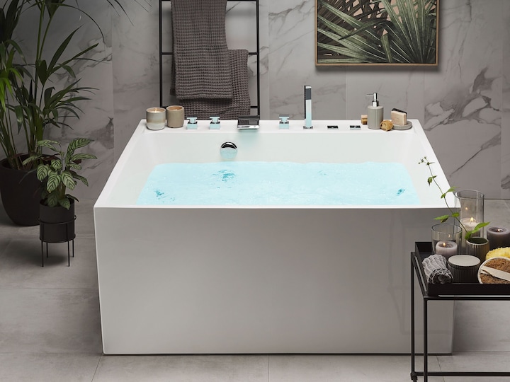 Immagine prodotto Beliani Vasca idromassaggio freestanding bianca quadrata 130 x 130 cm TAHUA (339 l, 130 cm)