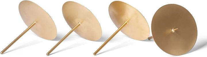 Novaliv 4x Kerzenpick mit Dorn 10cm GOLD Kerzenpick Metall rund für Adventskranz Kerzenständer