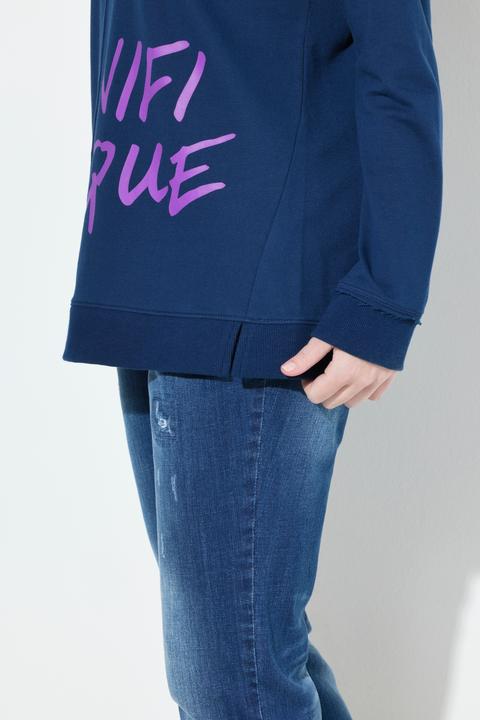 Produktbild Ulla Popken Sweatshirt, Schriftmotiv, Oversized, Rundhals, Langarm (56)