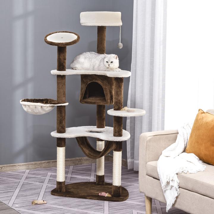 Actual product image PawHut Cat tree with sisal columns (153 cm, Coffee brown)