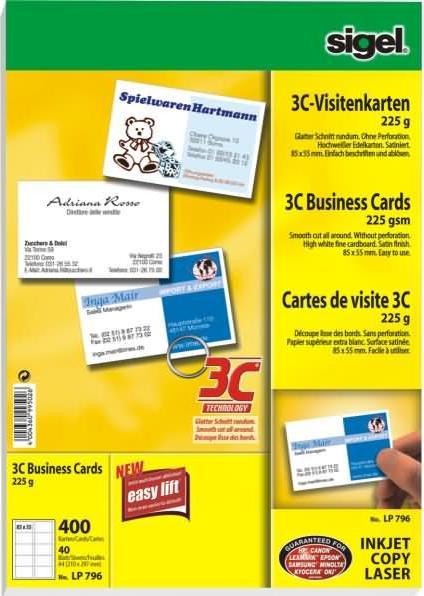 Image du produit Sigel Cartes de visite 3C (A4, 400 feuilles)