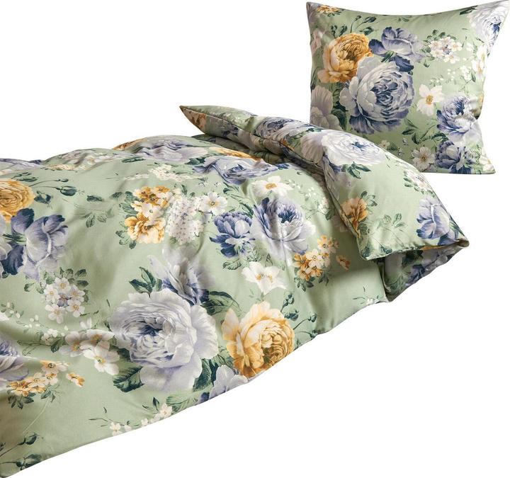 Produktbild Traumschlaf Mako-Satin Bettwäsche Rosi grün (155x220 cm + 80x80 cm)