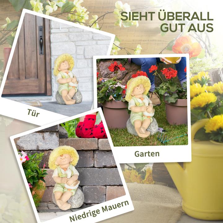 Produktbild Outsunny Gartenstatue mit Strohhut