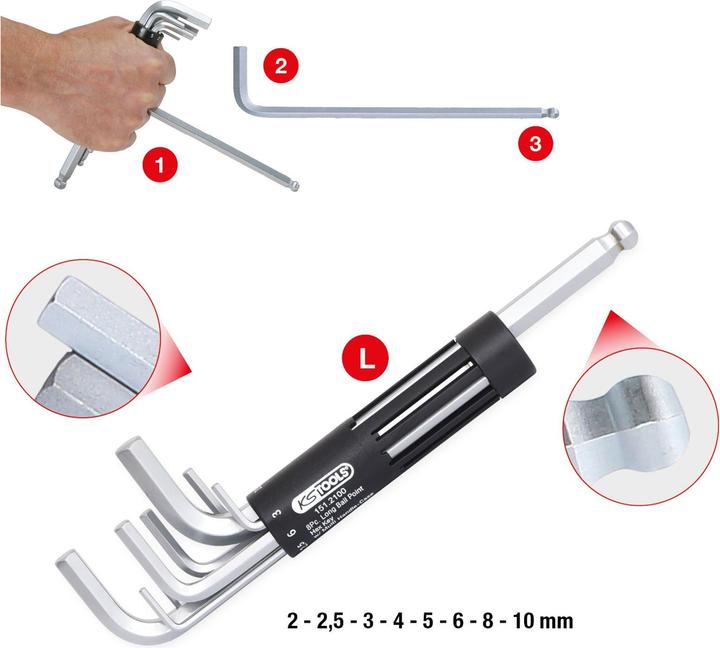 Immagine prodotto KS Tools Set di chiavi a bussola esagonali 3 in 1