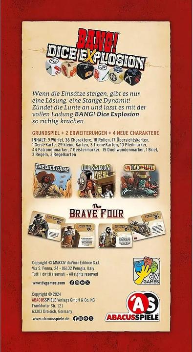 Produktbild Abacus BANG! Dice Explosion (d) (Deutsch, 3 - 8 Spieler)
