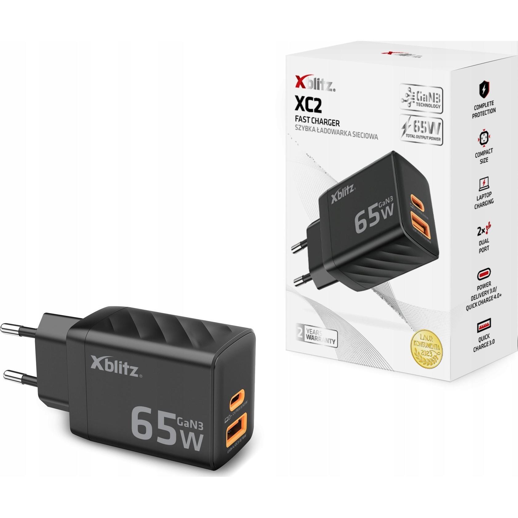 Thumbnail - Xblitz XC2 GaN3 PD65W USB-C + USB-A Ladegerät, USB Ladegerät