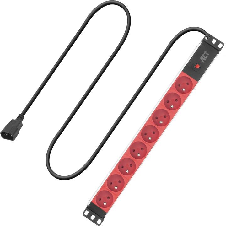 Productafbeelding ACT Extension lead PDU 19" C14 IEC60320 with 8 type E sockets, 3m H05VV-F 3G1.0
