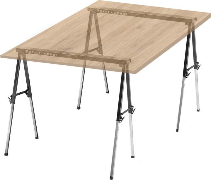 Produktbild Stahlwerk Sägebock 2er Set 150 kg höhenverstellbar 645 - 910 mm Arbeitsbock (99.50 cm, 50 cm)