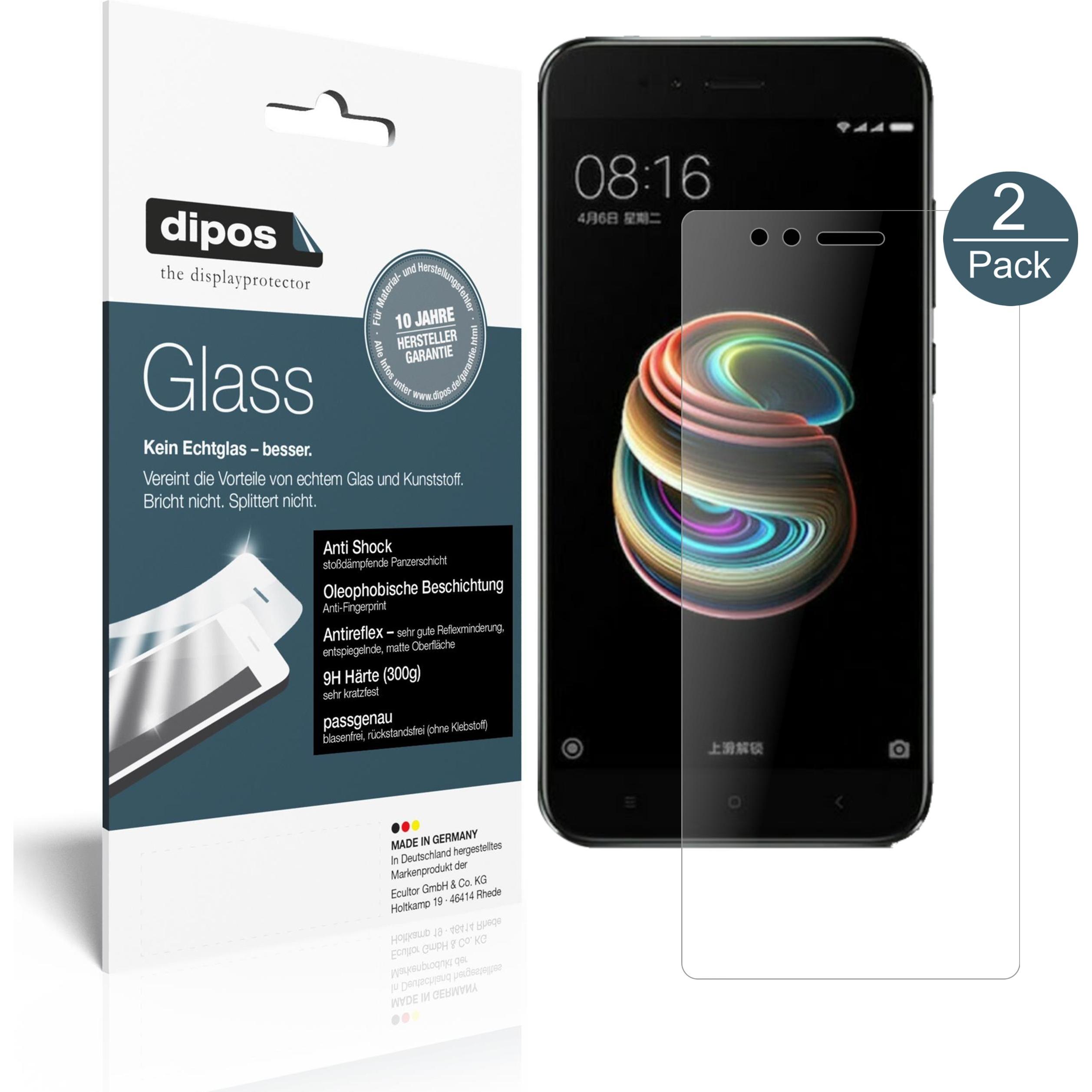 Dipos Displayschutz Anti-Shock (2 Stück, Xiaomi Mi 5X), Smartphone Schutzfolie, Transparent